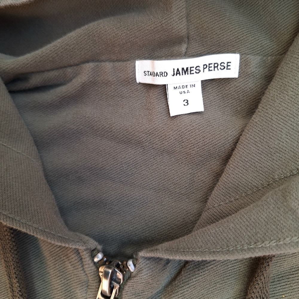James Perse utility anorak parka full zip olive green cotton twill Size 3 Large - Picture 3 of 7